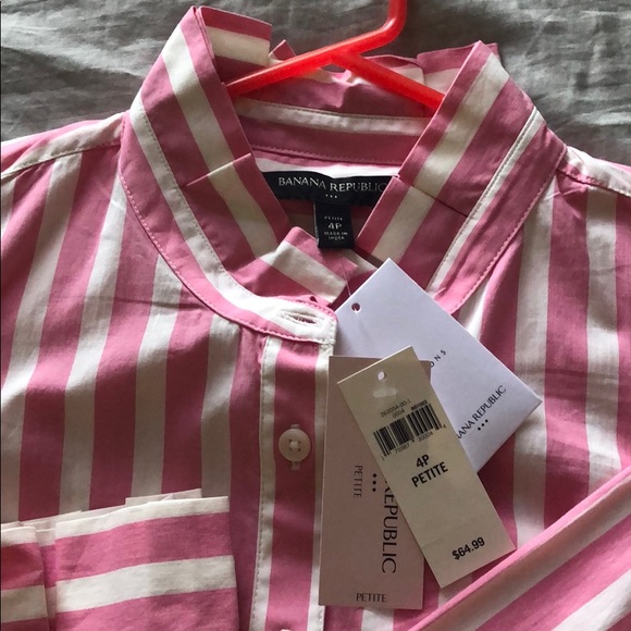 Banana Republic Button up pink and white stripes. - Picture 3 of 5